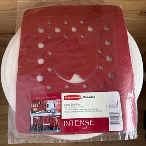 VTG Rubbermaid Small Sink Mat Liner Intense Red 2004 2993 Center Drain Flap